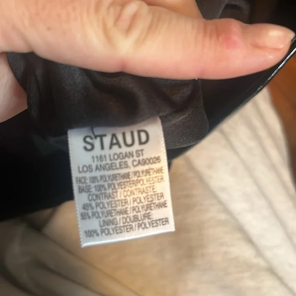 Staud black paper faux leather snap button skirt NWOT sz 8 - Picture 5 of 5
